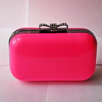 candy pink clutch bag